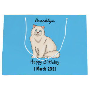 Persian cat cartoon illustration large gift bag