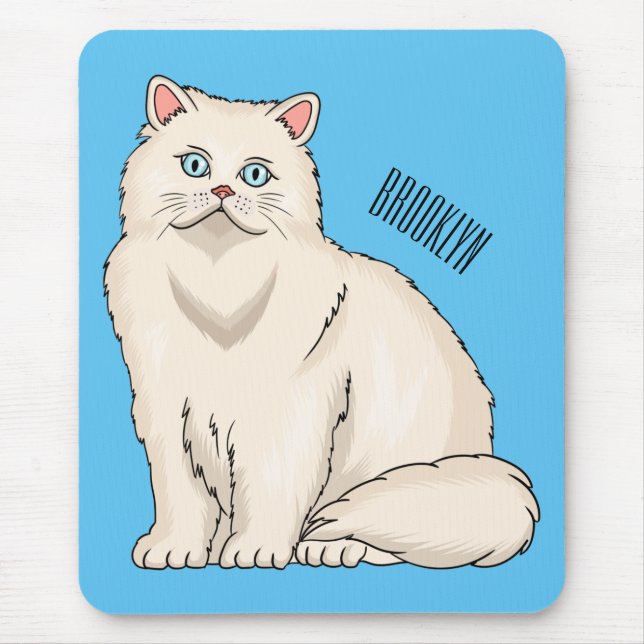 Persian cat cartoon illustration mouse mat (Front)