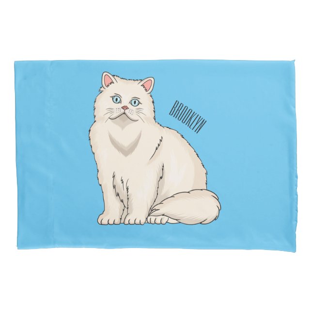 Persian cat cartoon illustration  pillowcase (Front)