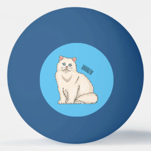 Persian cat cartoon illustration  ping pong ball
