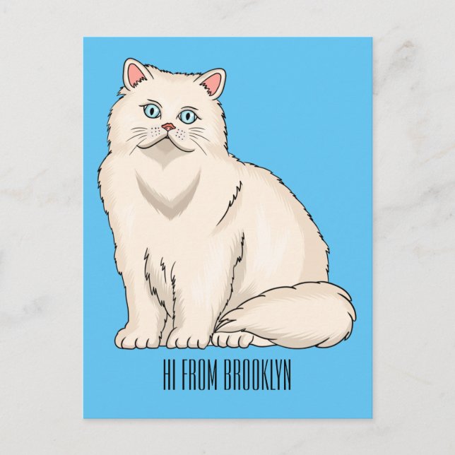 Persian cat cartoon illustration postcard (Front)