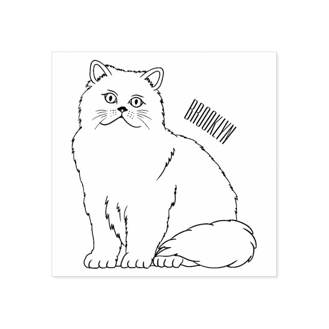 Persian cat cartoon illustration  rubber stamp (Imprint)