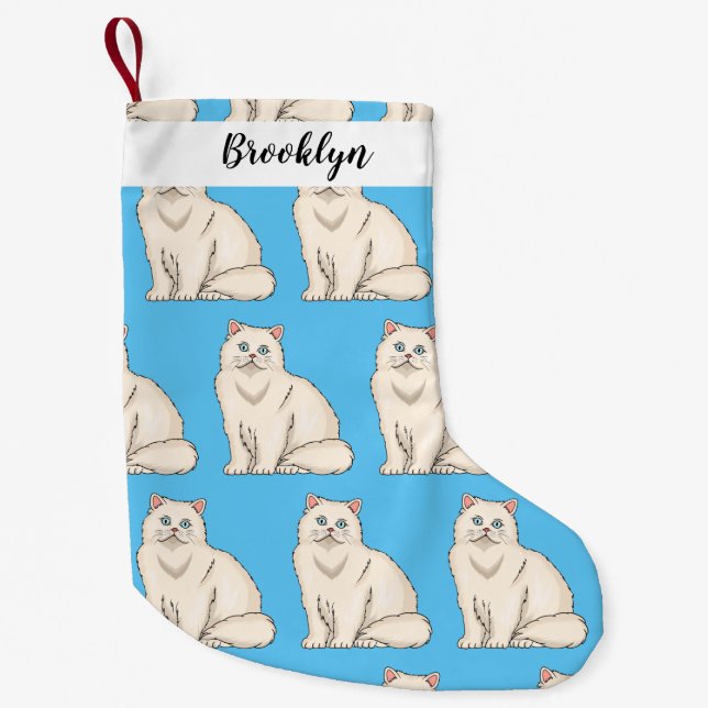 Persian cat cartoon illustration  small christmas stocking (Front)