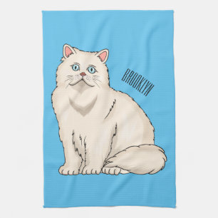 Persian cat cartoon illustration tea towel