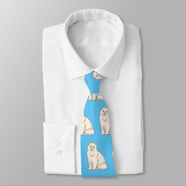 Persian cat cartoon illustration tie (Tied)