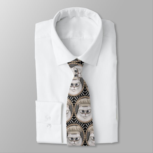 Persian Cat Chef Neck Tie (Tied)