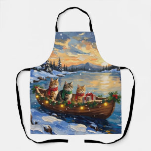 Persian Cat Christmas Boat Holiday Apron