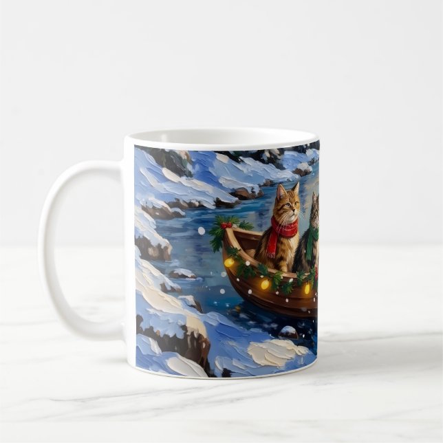 Persian Cat Christmas Boat Holiday Coffee Mug (Left)