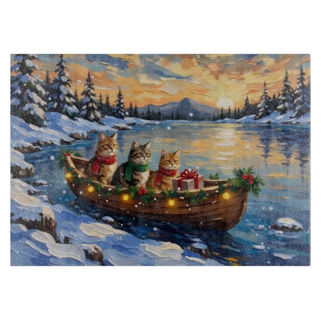 Persian Cat Christmas Boat Holiday Cutting Board (Front)