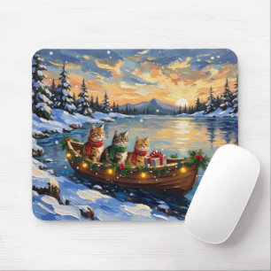 Persian Cat Christmas Boat Holiday Mouse Mat