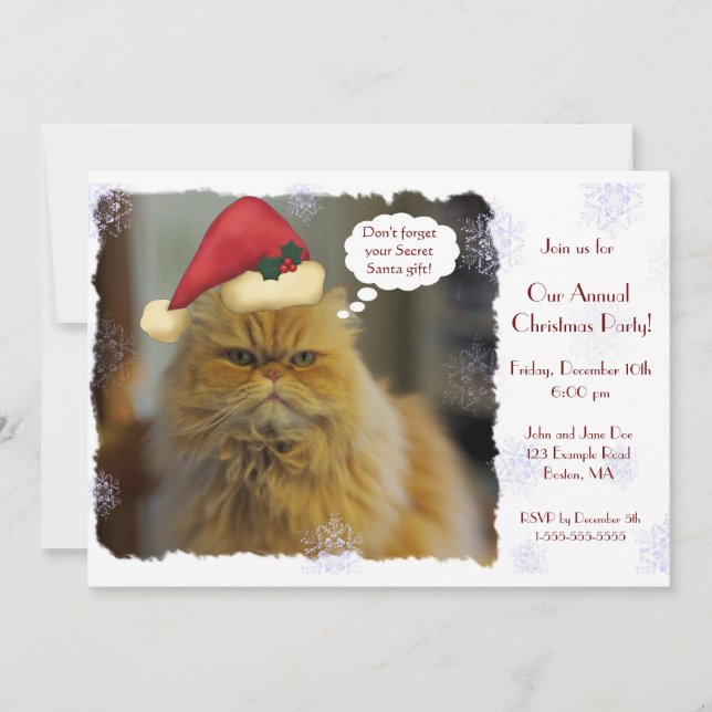 Persian Cat Christmas Invitations (Front)