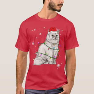 Persian Cat Christmas Lights Christmas Cat Santa h T-Shirt