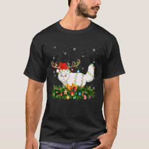 Persian Cat Christmas Lights Reindeer Santa Hat Ad T-Shirt