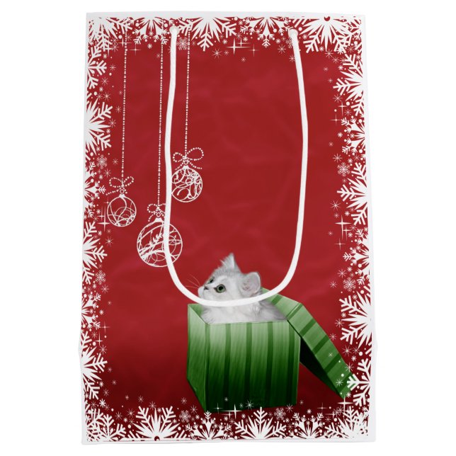 Persian cat Christmas Medium Gift Bag (Back)