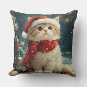 Persian Cat  Christmas Vintage Beach  Cushion