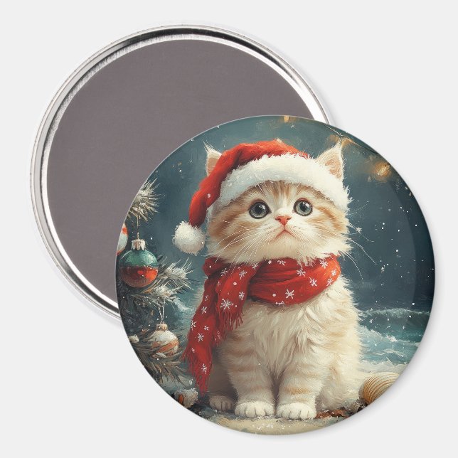 Persian Cat  Christmas Vintage Beach  Magnet (Front/Back)