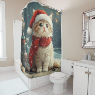 Persian Cat  Christmas Vintage Beach  Shower Curtain