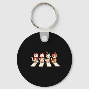 Persian Cat Crossing Road Xmas Key Ring