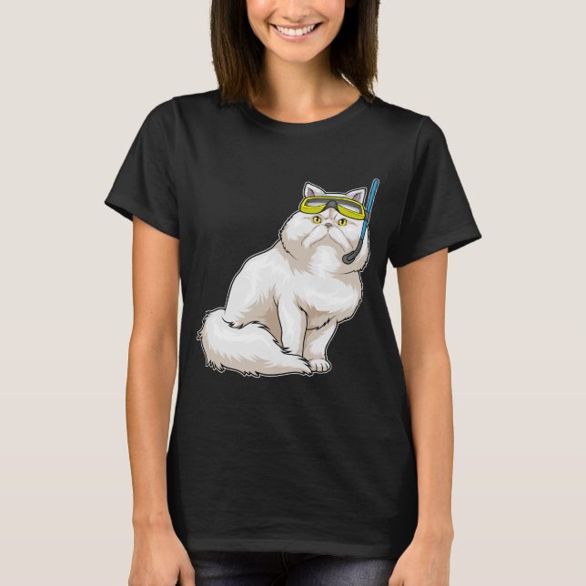 Persian cat Diver Snorkel T-Shirt (Front)