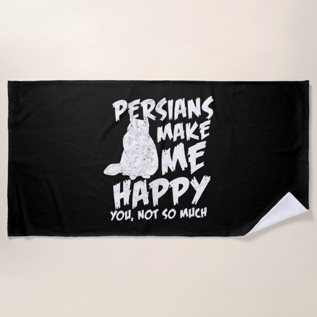 Persian Cat Happiness Beach Towel (Front)
