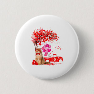 Persian Cat Heart Tree Valentines Day 6 Cm Round Badge