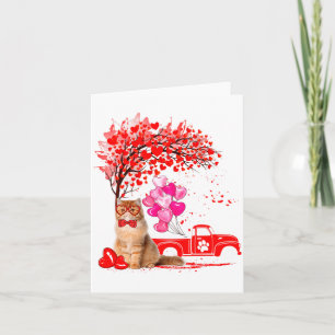 Persian Cat Heart Tree Valentines Day  Card