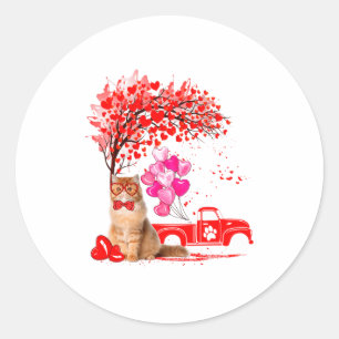 Persian Cat Heart Tree Valentines Day  Classic Round Sticker