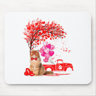 Persian Cat Heart Tree Valentines Day  Mouse Mat