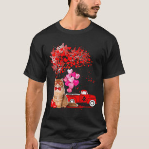 Persian Cat Heart Tree Valentines Day  T-Shirt
