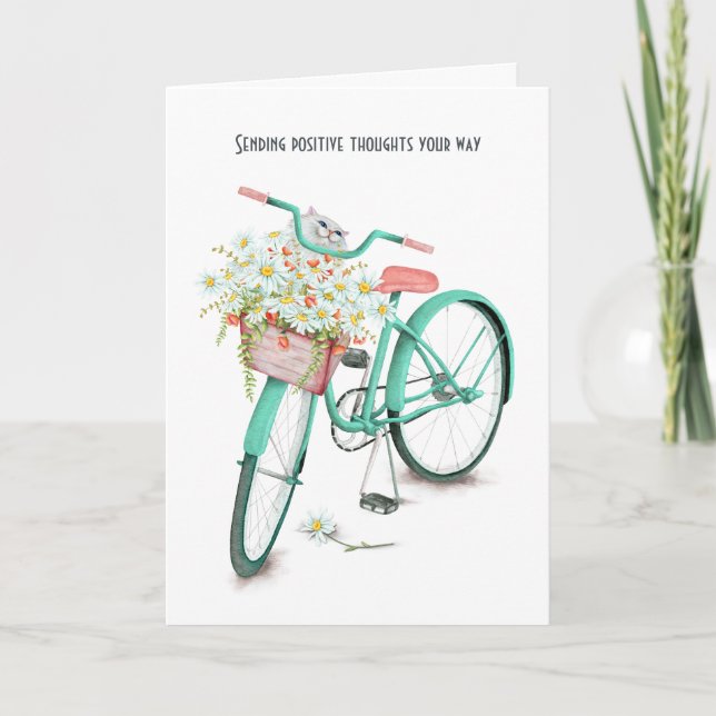 Persian cat in daisy basket thinking of you card (Front)