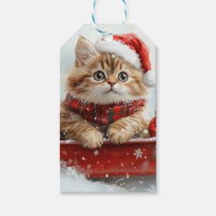 Persian Cat in Sledge Let it Snow Christmas Gift Tags