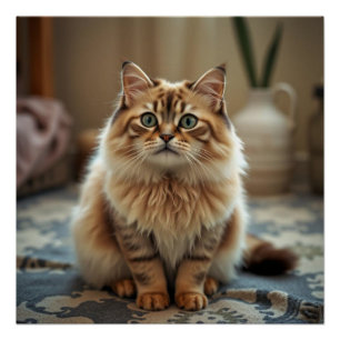Persian Cat Lounge Floor Humor Decor Poster