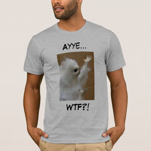 Persian cat meme Ayye WTF shirt (Front)