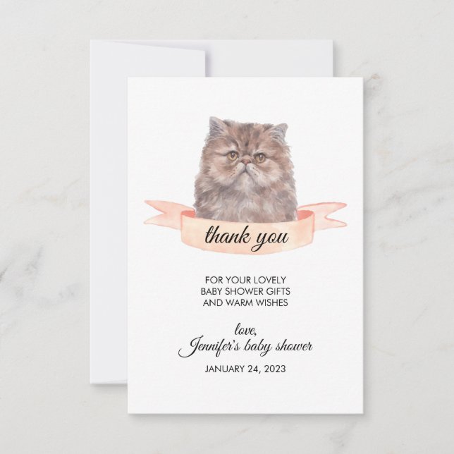 Persian Cat Modern Thank you Invitation (Front)
