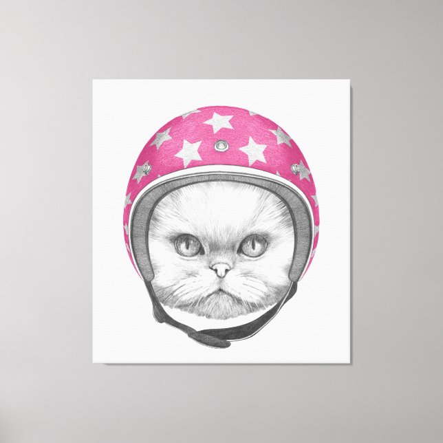 Persian Cat Motorcycle Rider Canvas Print (Front)
