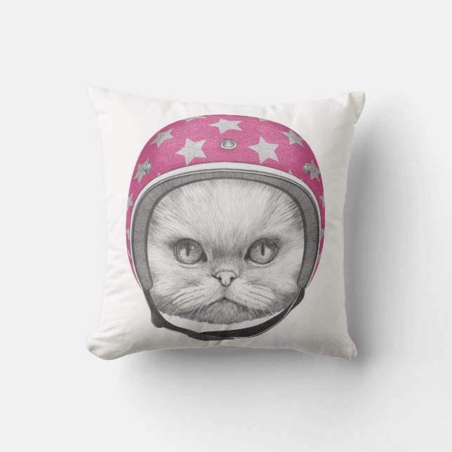Persian Cat Motorcycle Rider Cushion (Front)