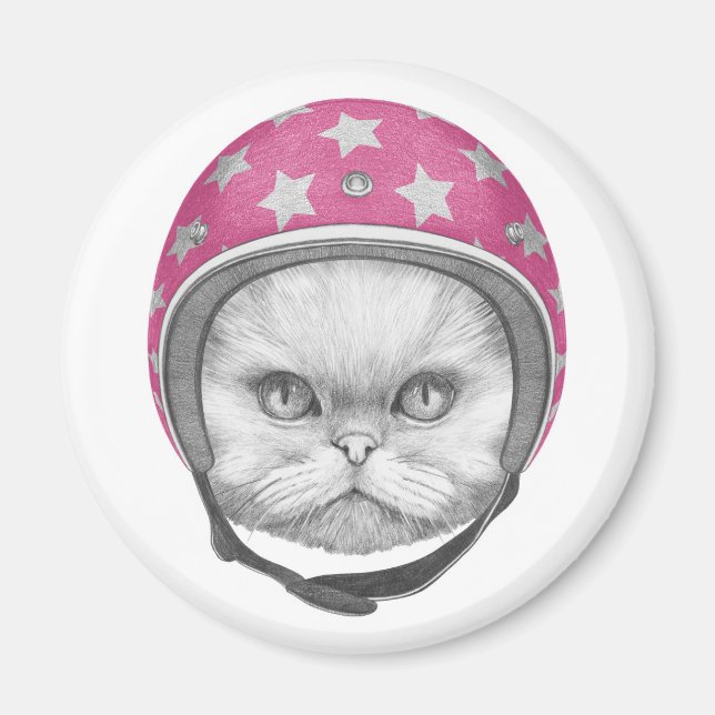 Persian Cat Motorcycle Rider Magnet (Front)