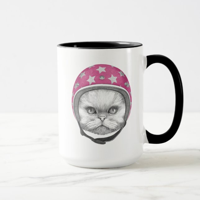 Persian Cat Motorcycle Rider Mug (Right)