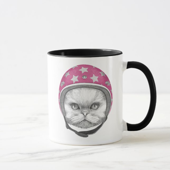 Persian Cat Motorcycle Rider Mug (Right)