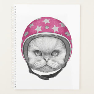 Persian Cat Motorcycle Rider Planner