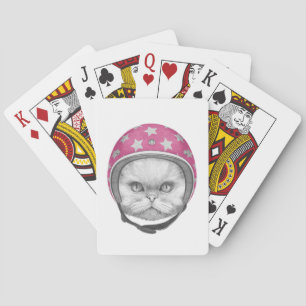 Persian Cat Motorcycle Rider Playing Cards