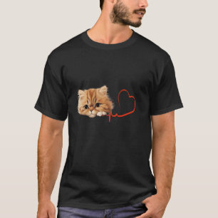 Persian Cat My Heartbeat EKG Funny Cats My Cardio T-Shirt