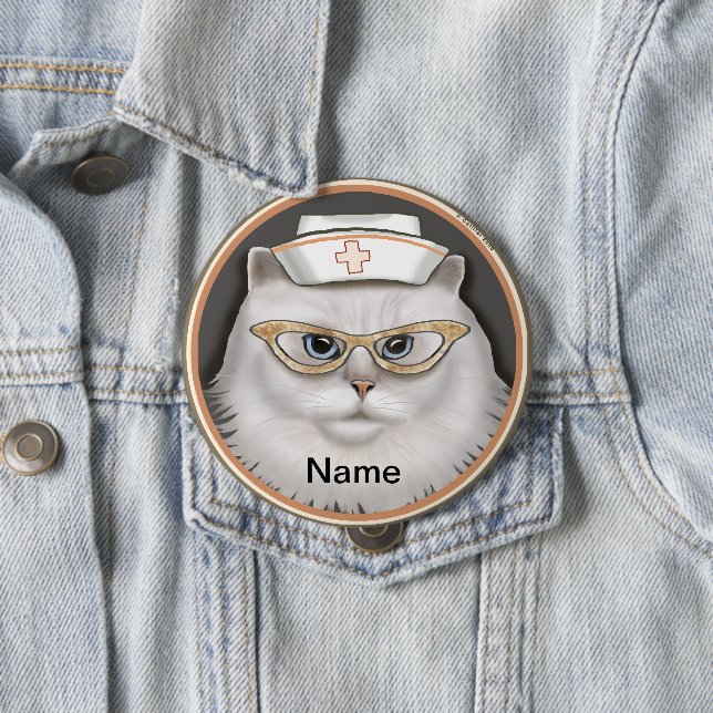 Persian cat nurse  10 cm round badge (In Situ)