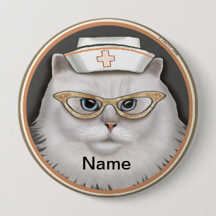 Persian cat nurse  10 cm round badge