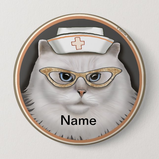 Persian cat nurse  10 cm round badge (Front)