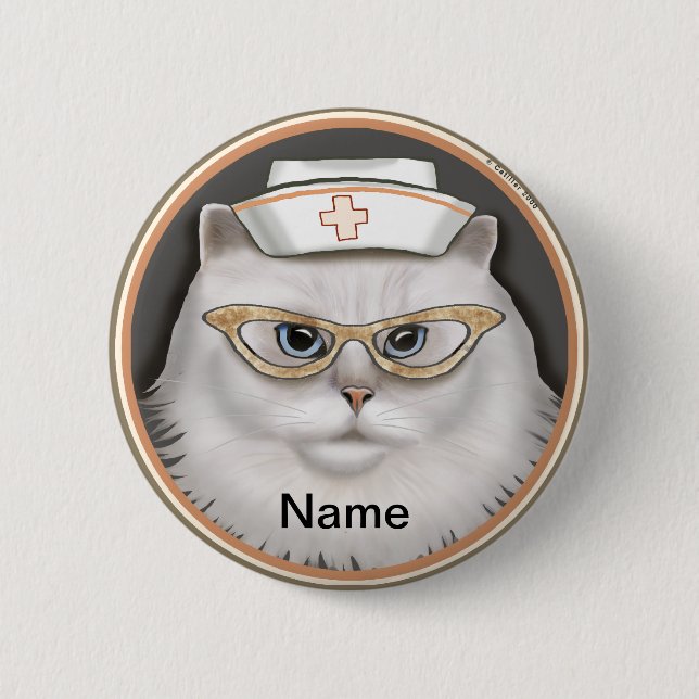 Persian cat nurse  6 cm round badge (Front)