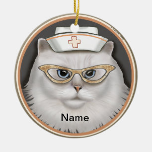 Persian cat nurse  ceramic tree decoration