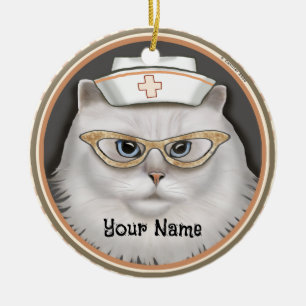 Persian Cat Nurse  Ceramic Tree Decoration