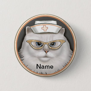 Persian Cat Nurse round pin