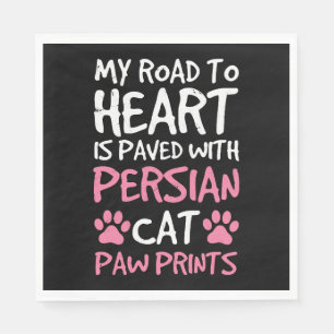 Persian Cat Paw Paws Prints Heart Napkin